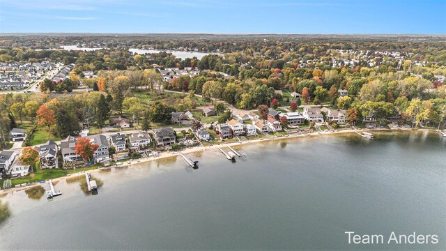 bird's eye view featuring a water view