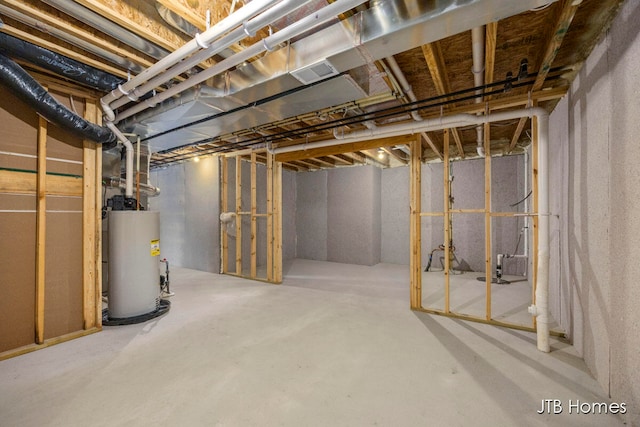 basement with gas water heater