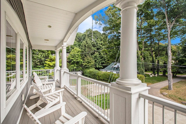 deck featuring a porch