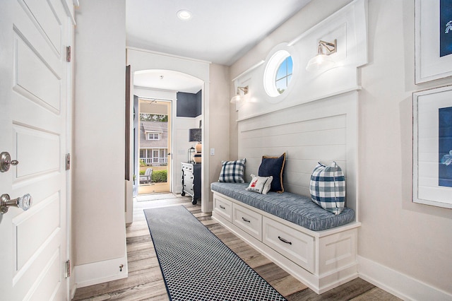 mudroom featuring light wood-type flooring