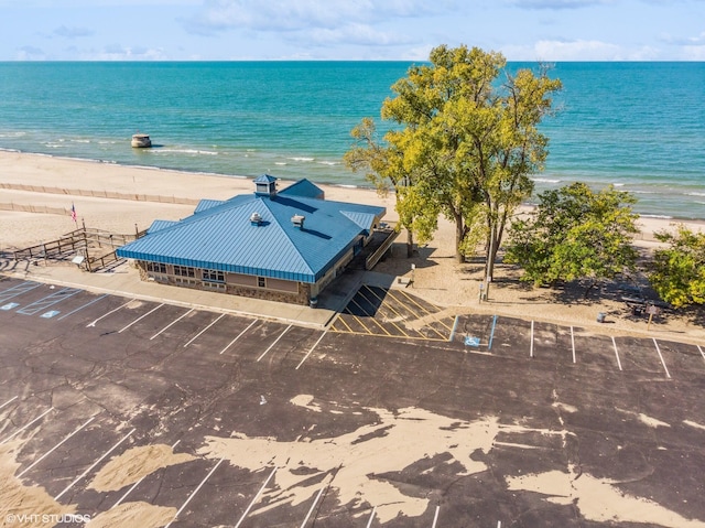 view of water feature featuring a beach view