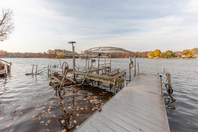 view of dock featuring a water view