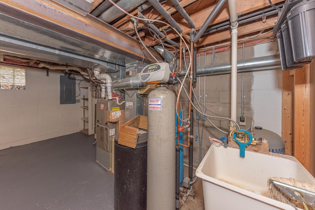 utility room featuring electric panel and sink