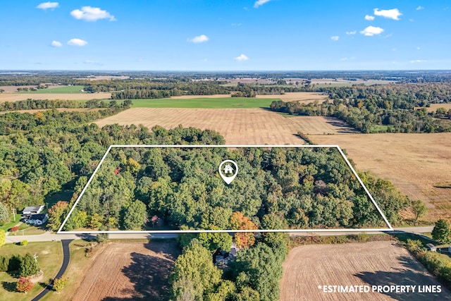 bird's eye view featuring a rural view