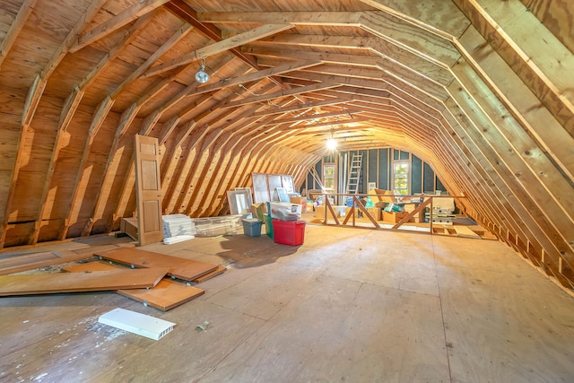 view of unfinished attic