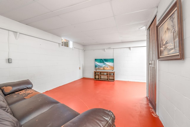 living room with concrete flooring