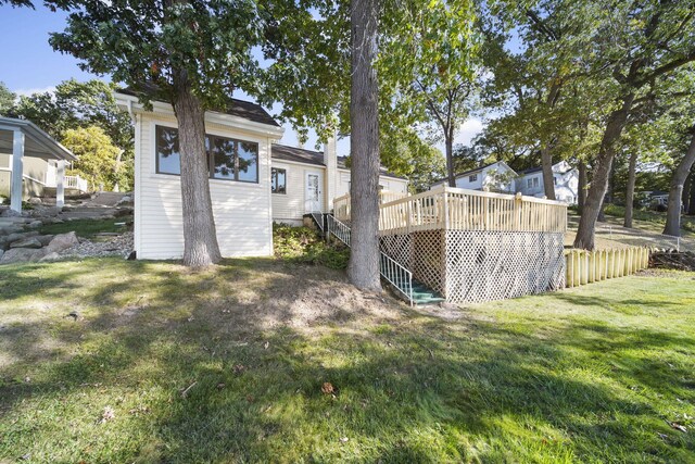 view of yard featuring a deck