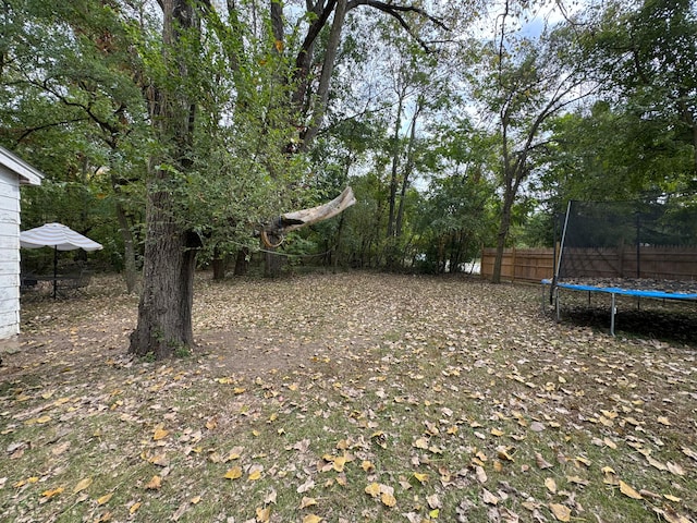 view of yard with a trampoline