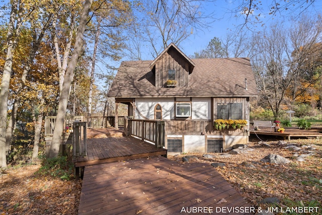 view of front of home with a deck