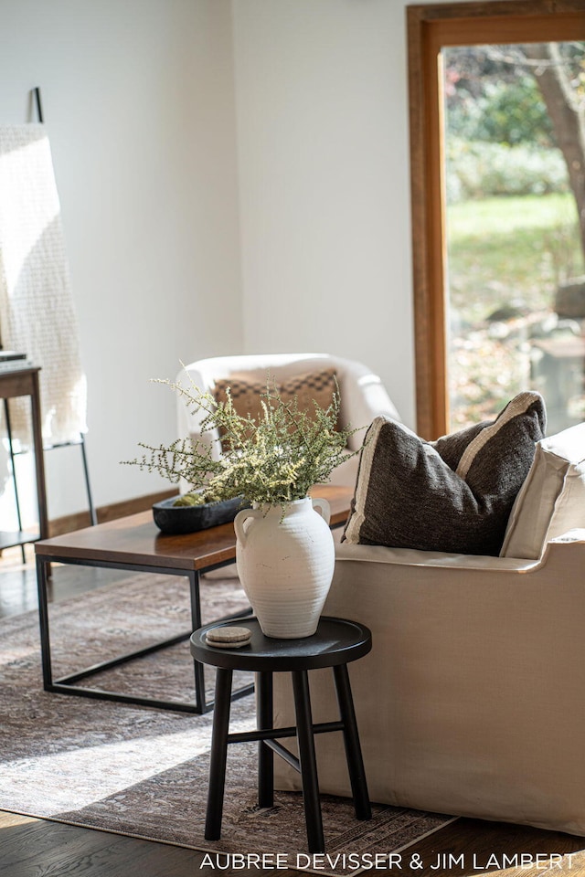 interior space with hardwood / wood-style flooring