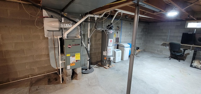 basement with water heater