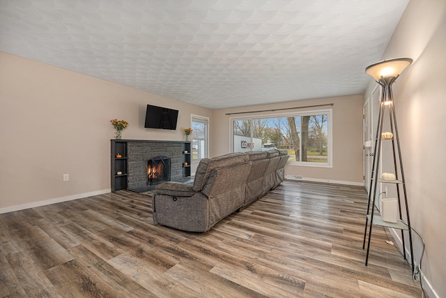 living room with hardwood / wood-style flooring