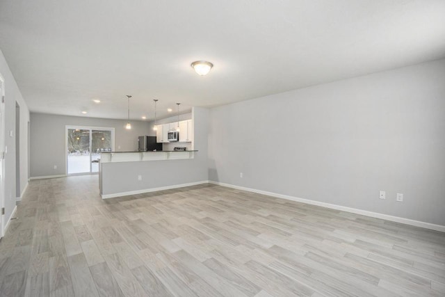 unfurnished living room featuring light hardwood / wood-style flooring