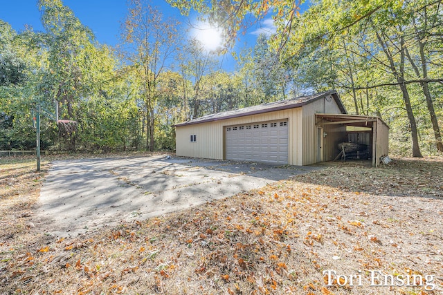 garage with a carport