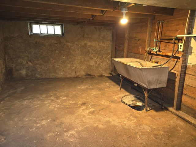 basement with sink