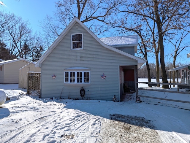 view of snowy exterior