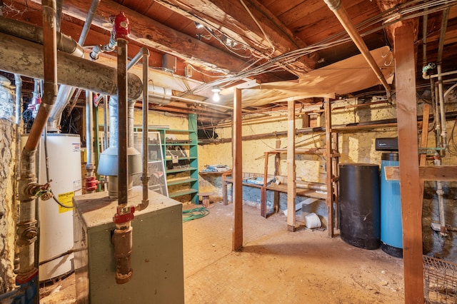 basement with gas water heater