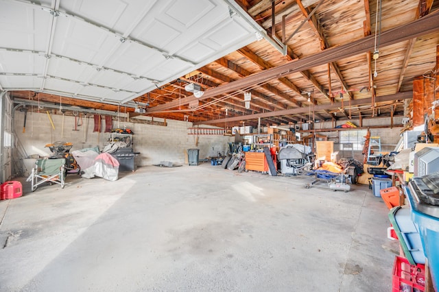 garage with a garage door opener