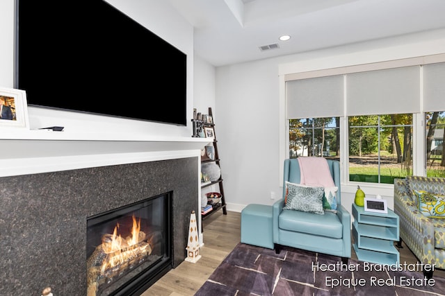 living room with hardwood / wood-style floors