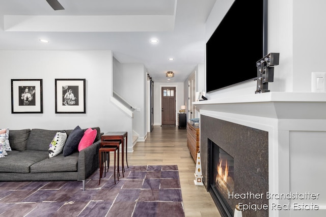 living room with wood-type flooring