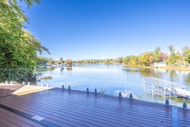 dock area featuring a water view