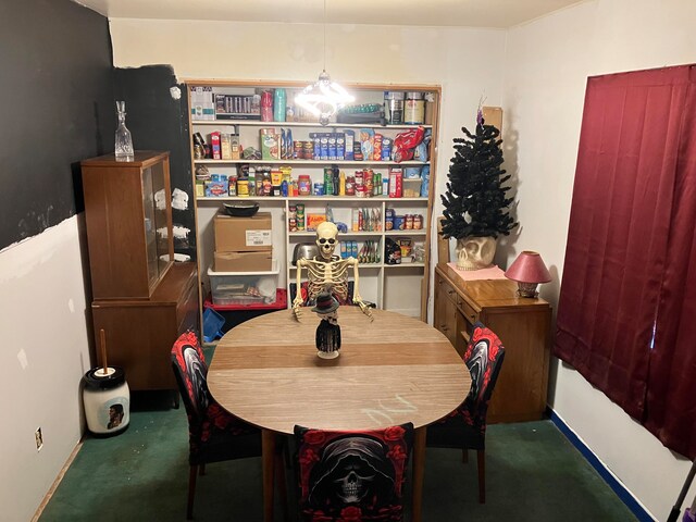 view of carpeted dining room