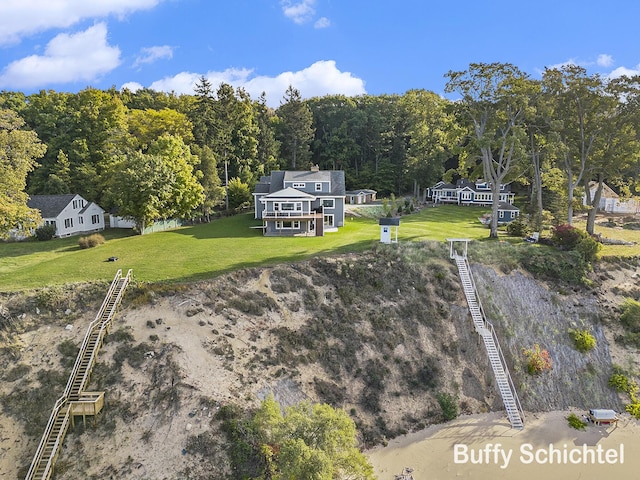 3163 N Scenic Dr, Muskegon, MI 49445 - birds eye view of property with a forest view