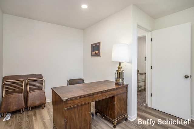 3163 N Scenic Dr, Muskegon, MI 49445 - office space featuring baseboards, light wood-type flooring, and recessed lighting