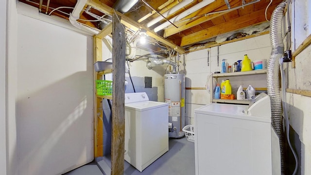 laundry room featuring washer and dryer and gas water heater