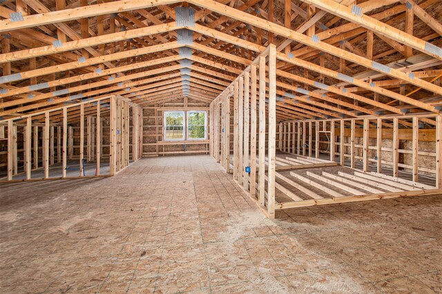 view of unfinished attic