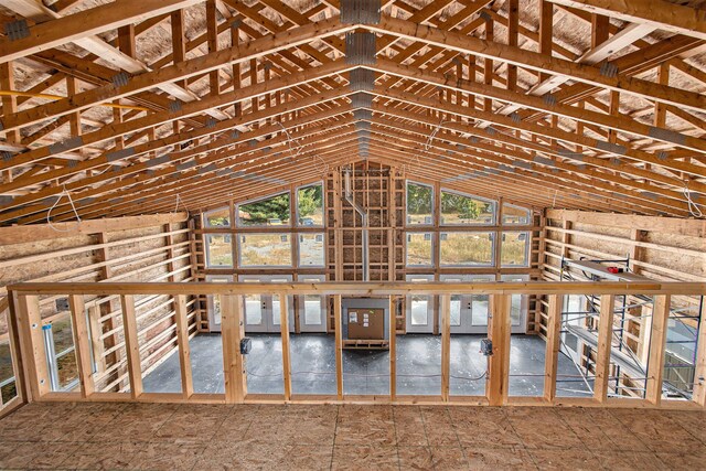 miscellaneous room featuring plenty of natural light and vaulted ceiling