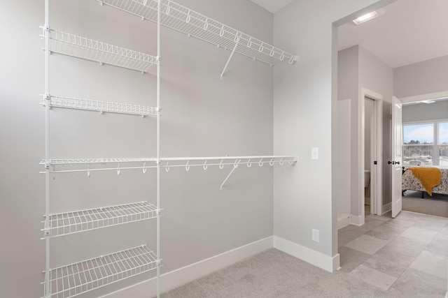 spacious closet featuring carpet flooring