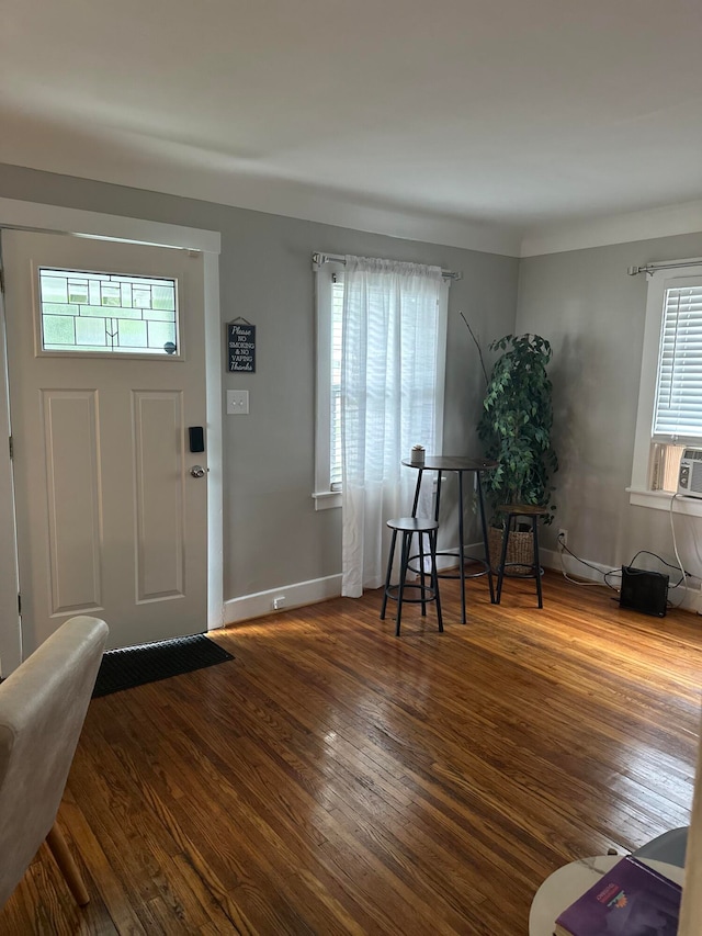 foyer with wood-type flooring