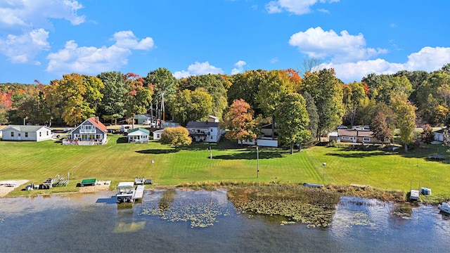 bird's eye view featuring a water view