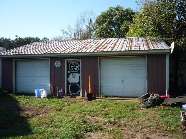 garage with wooden walls