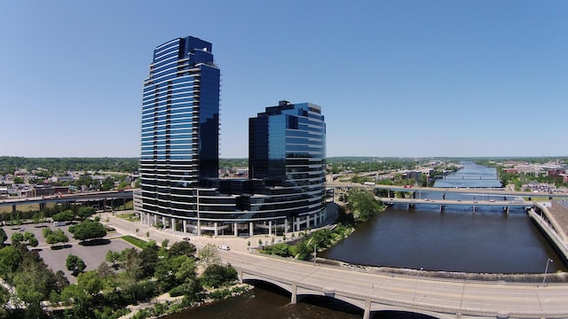 bird's eye view featuring a water view