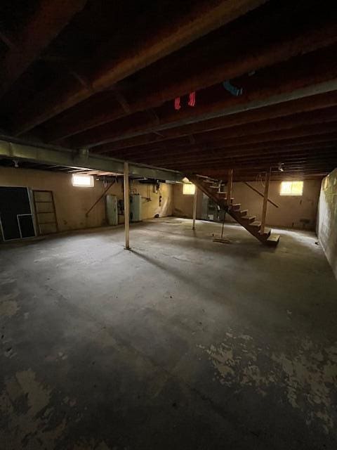 basement with water heater