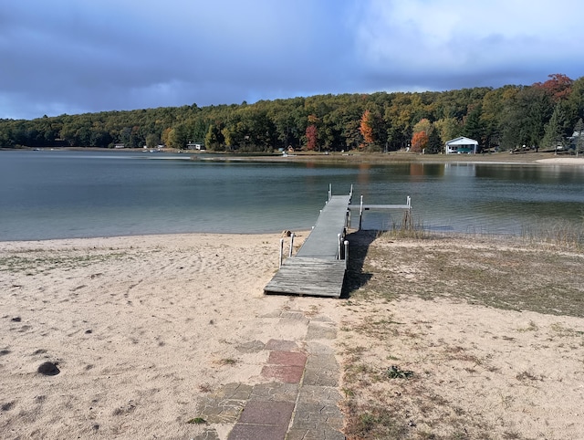 dock area featuring a water view