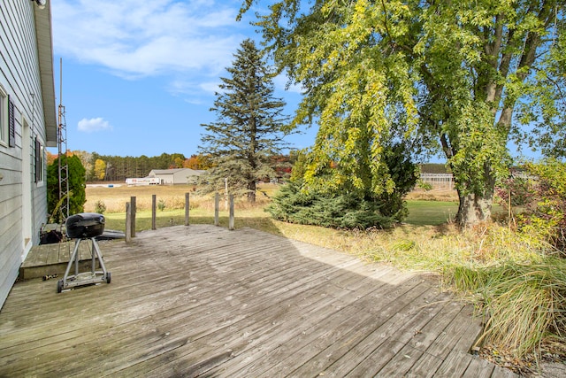 deck featuring grilling area