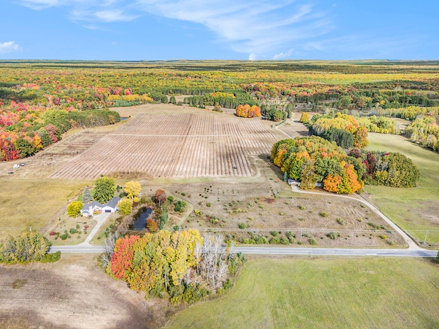 birds eye view of property with a rural view