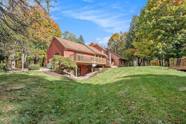 view of yard featuring a deck