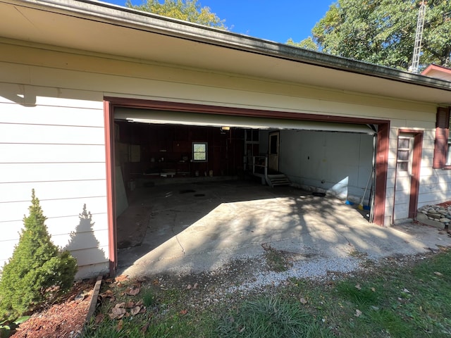 view of garage