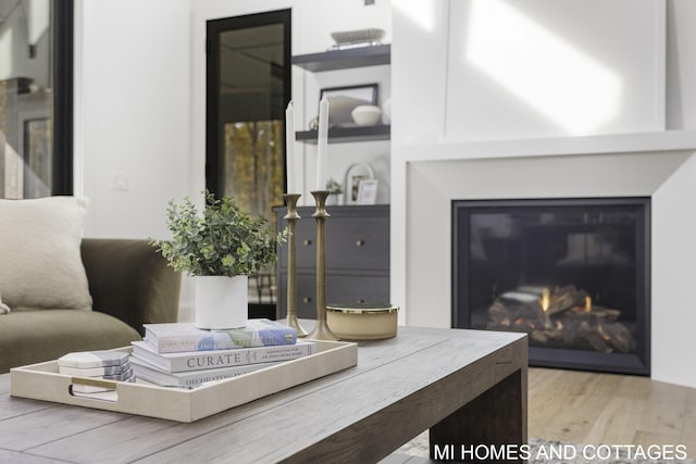 living room with light wood-type flooring