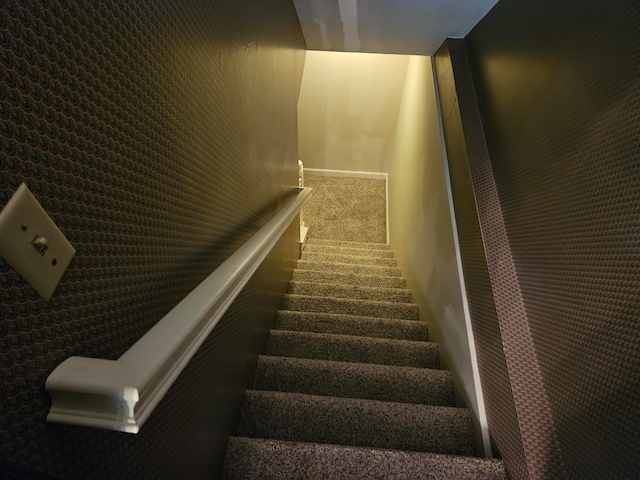 stairs featuring carpet