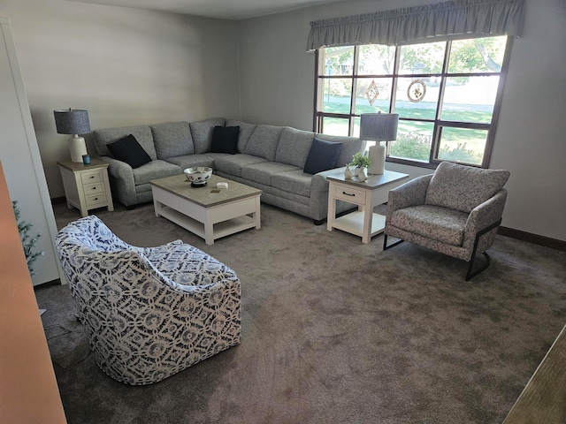 living room with carpet flooring