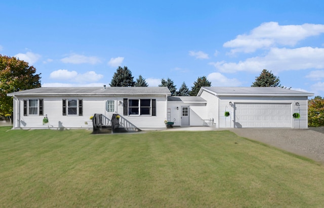 ranch-style house with a front lawn and a garage