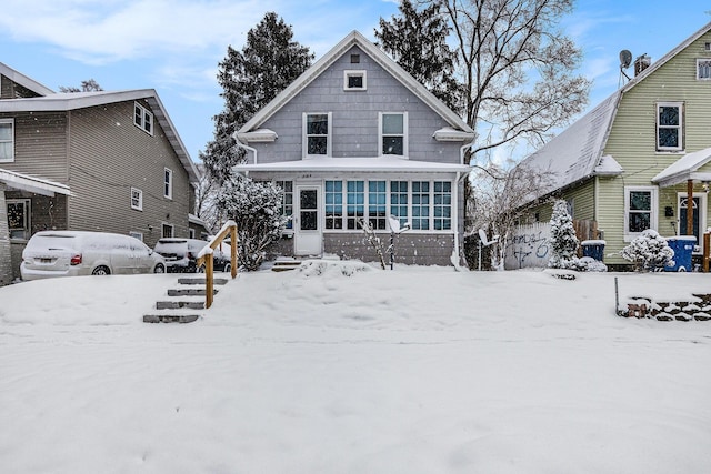 view of snow covered property