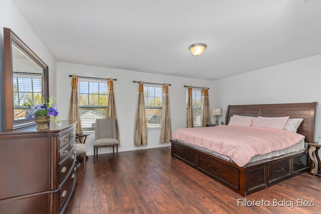 bedroom featuring dark hardwood / wood-style flooring