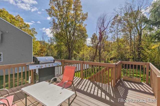 deck featuring grilling area