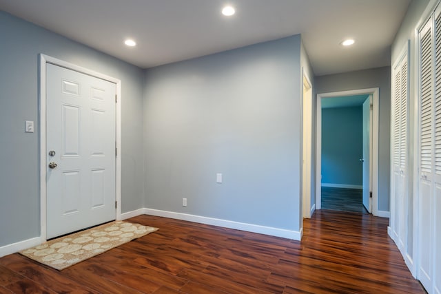 foyer entrance featuring dark wood-type flooring